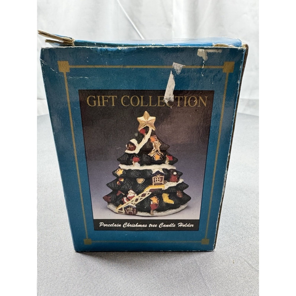 Porcelain Christmas tree candle holder